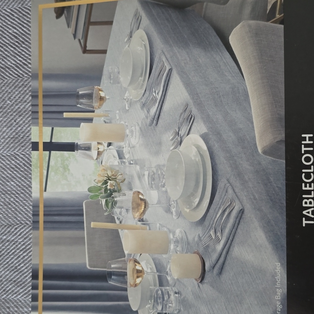 FIELDCREST LUXURY DARK GRAY TABLECLOTH WITH STORAGE BAG 60"x84"